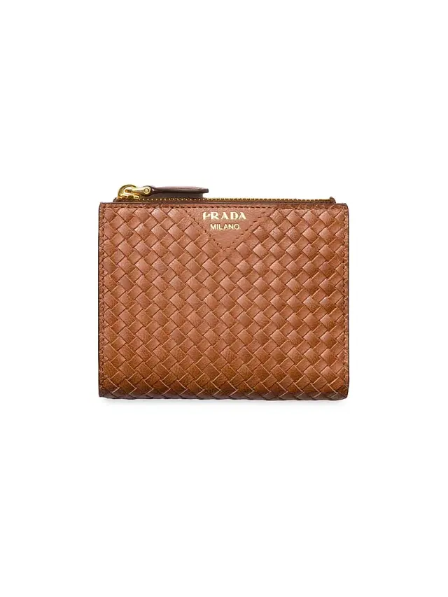 Prada Women's  Woven Madras Leather Wallet - Brown