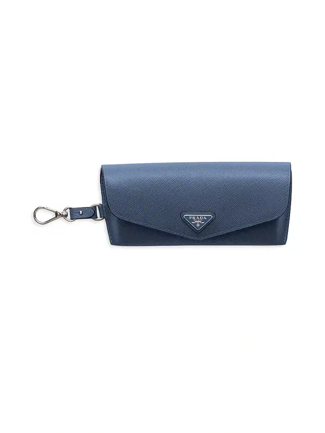 Prada Men's Saffiano Leather Eyeglasses Case - Blue
