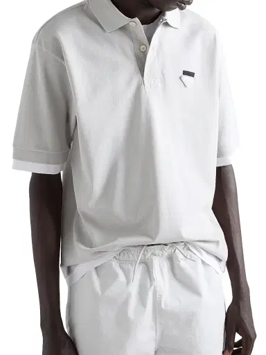 Prada Men's Cotton Polo Shirt - Grey | Thumbnail 3 Prada Men's Cotton Polo Shirt - Grey | Thumbnail 3