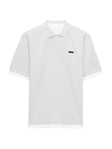 Prada Men's Cotton Polo Shirt - Grey | Thumbnail 1 Prada Men's Cotton Polo Shirt - Grey | Thumbnail 1