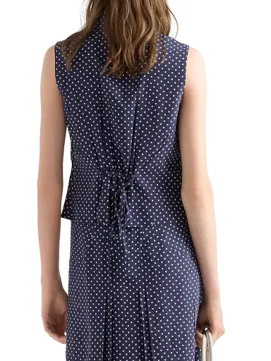 Prada Women's Sleeveless Polka-Dot Marocain Silk Shirt | Thumbnail 3 Prada Women's Sleeveless Polka-Dot Marocain Silk Shirt | Thumbnail 3