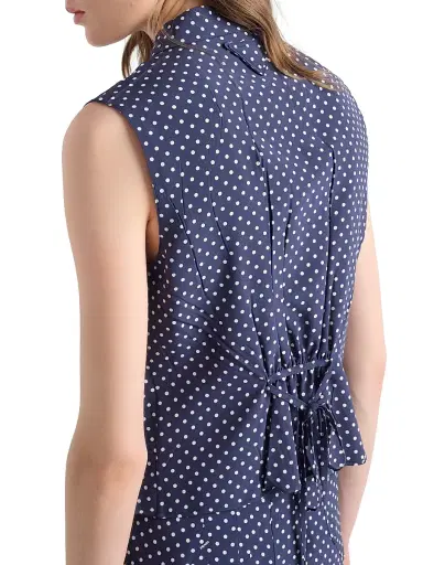 Prada Women's Sleeveless Polka-Dot Marocain Silk Shirt | Thumbnail 4 Prada Women's Sleeveless Polka-Dot Marocain Silk Shirt | Thumbnail 4