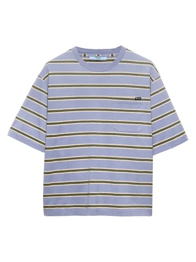 Prada Women's Striped Cotton Jersey T-Shirt - Blue
