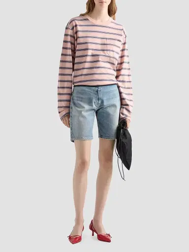 Prada Women's Washed Denim Bermudas - Blue - Size 27 | Thumbnail 2 Prada Women's Washed Denim Bermudas - Blue - Size 27 | Thumbnail 2