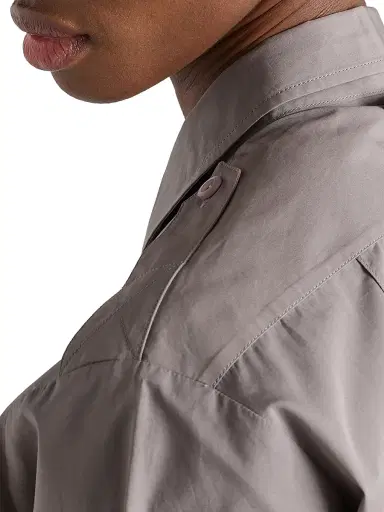 Prada Women's Short-Sleeved Poplin Shirt - Grey - Size 2 | Thumbnail 5