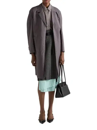 Prada Women's Short-Sleeved Poplin Shirt - Grey - Size 2 | Thumbnail 6