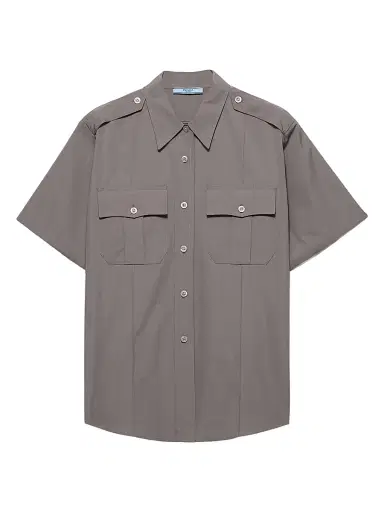 Prada Women's Short-Sleeved Poplin Shirt - Grey - Size 2 | Thumbnail 1