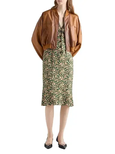 Prada Women's Cropped Nappa Leather Jacket - Brown - Size 10 | Thumbnail 2
