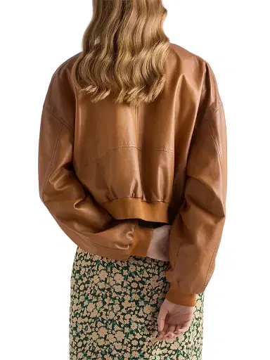 Prada Women's Cropped Nappa Leather Jacket | Thumbnail 4