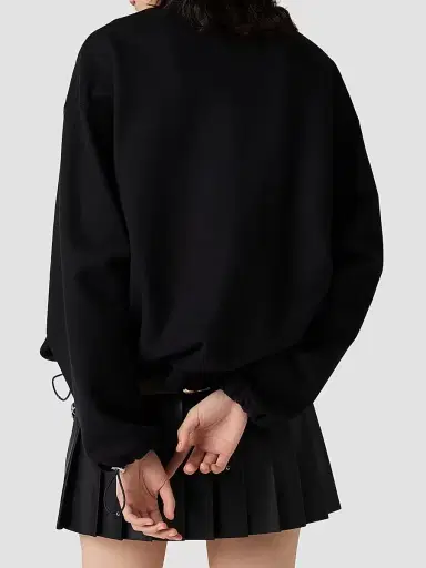 Miu Miu Women's Cotton Fleece Zipper Sweatshirt - Black - Size XXL | Thumbnail 3