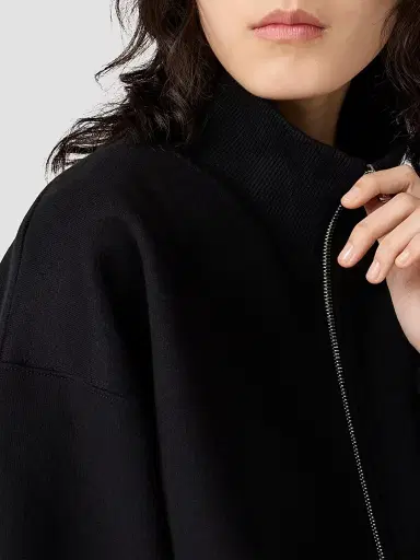 Miu Miu Women's Cotton Fleece Zipper Sweatshirt - Black - Size XXL | Thumbnail 4