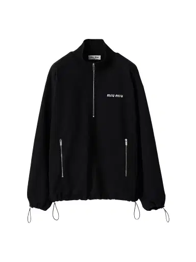 Miu Miu Women's Cotton Fleece Zipper Sweatshirt - Black - Size XXL | Thumbnail 1