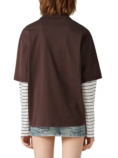 Miu Miu Women's Jersey Polo Shirt - Brown - Size Large | Thumbnail 3