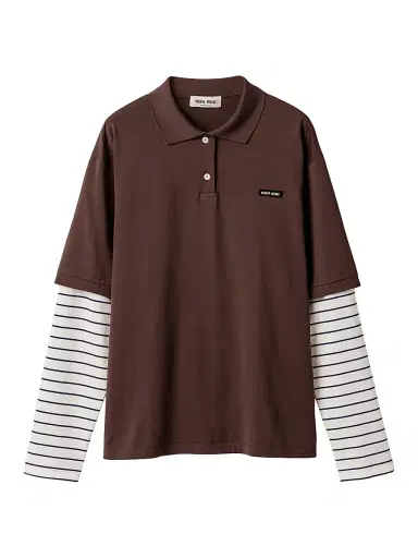 Miu Miu Women's Jersey Polo Shirt - Brown - Size Large | Thumbnail 1