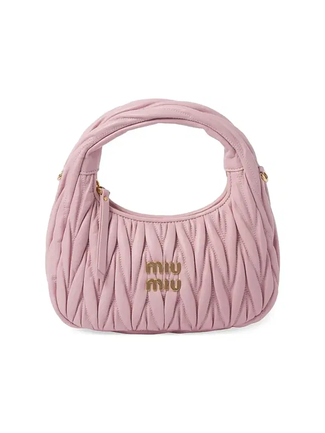 Miu Miu Women's Wander Matelassé Nappa Leather Hobo Bag - Light Pink