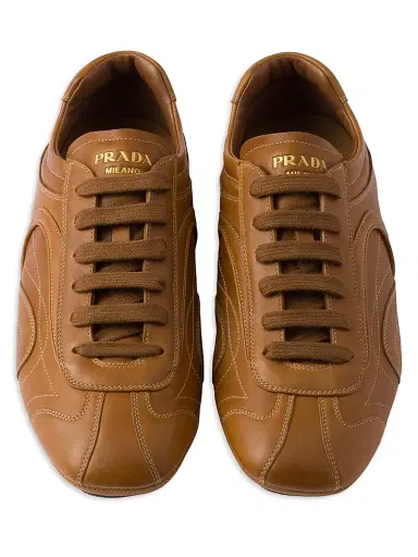 Prada Men's Montecarlo Re-Edition 2005 Antiqued Nappa Leather Sneakers - Brown | Thumbnail 2 Prada Men's Montecarlo Re-Edition 2005 Antiqued Nappa Leather Sneakers - Brown | Thumbnail 2