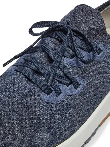 Brunello Cucinelli Men's Stretch-Knit Low-Top Sneakers - Blue - Size 12 | Thumbnail 6