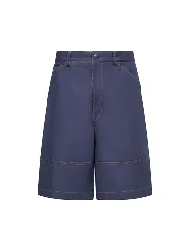 Moncler Men's Shorts in Linen and Cotton Gabardine - Navy Blue - Size XL | Thumbnail 1 Moncler Men's Shorts in Linen and Cotton Gabardine - Navy Blue - Size XL | Thumbnail 1