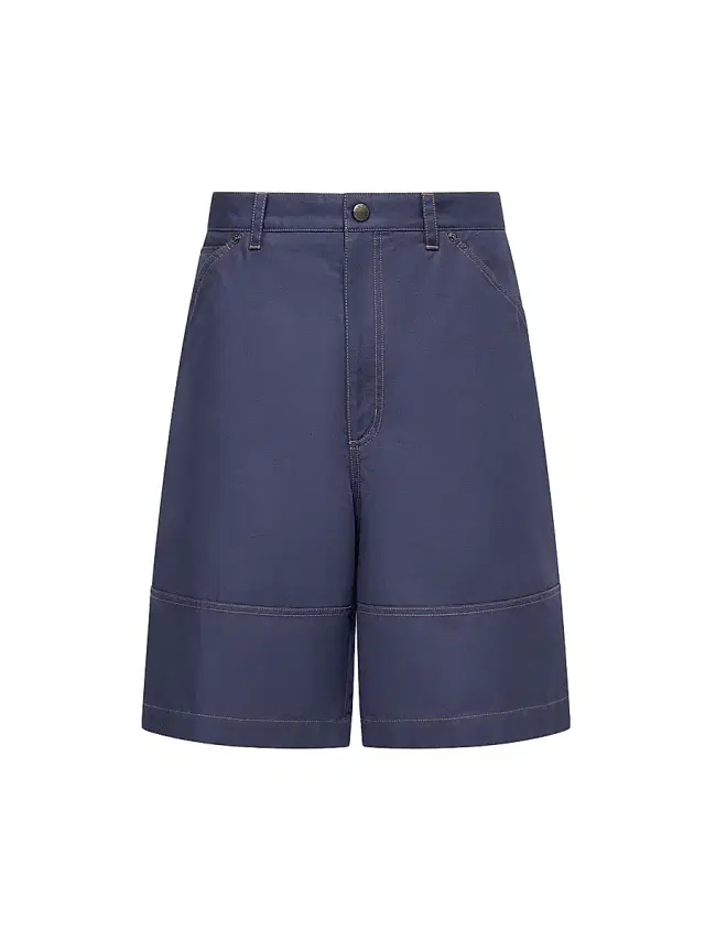 Moncler Men's Shorts in Linen and Cotton Gabardine - Navy Blue