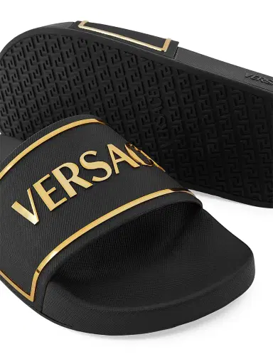 Versace Men's Medusa Slides - Black Gold - Size 9 Sandals | Thumbnail 3