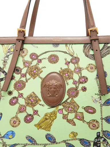 Versace Women's Large Broken-Jewel Medusa Cotton Canvas Tote Bag | Thumbnail 4