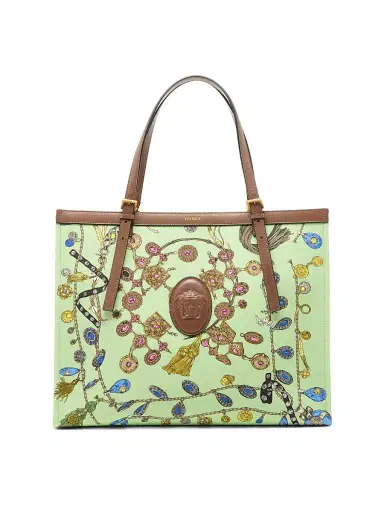 Versace Women's Large Broken-Jewel Medusa Cotton Canvas Tote Bag | Thumbnail 1