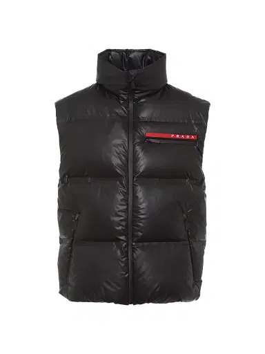 Prada Men's Light Re-Nylon Down Vest - Black | Thumbnail 1 Prada Men's Light Re-Nylon Down Vest - Black | Thumbnail 1