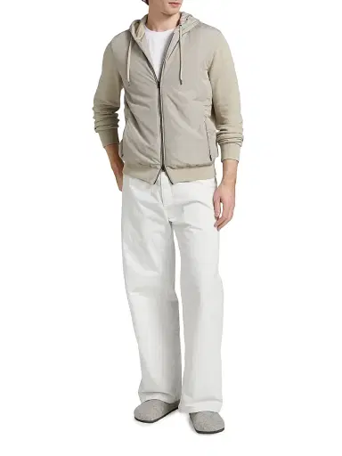 HERNO Men's Cotton Hooded Bomber Jacket - Taupe - Size 40 | Thumbnail 2 HERNO Men's Cotton Hooded Bomber Jacket - Taupe - Size 40 | Thumbnail 2