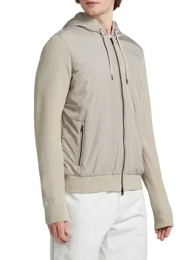 HERNO Men's Cotton Hooded Bomber Jacket - Taupe - Size 40 | Thumbnail 4 HERNO Men's Cotton Hooded Bomber Jacket - Taupe - Size 40 | Thumbnail 4