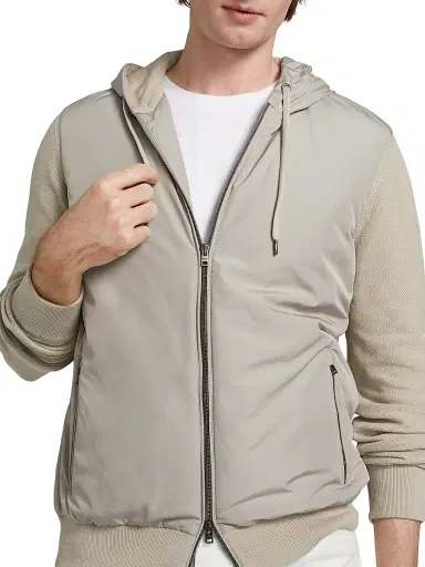 HERNO Men's Cotton Hooded Bomber Jacket - Taupe - Size 40 | Thumbnail 6 HERNO Men's Cotton Hooded Bomber Jacket - Taupe - Size 40 | Thumbnail 6