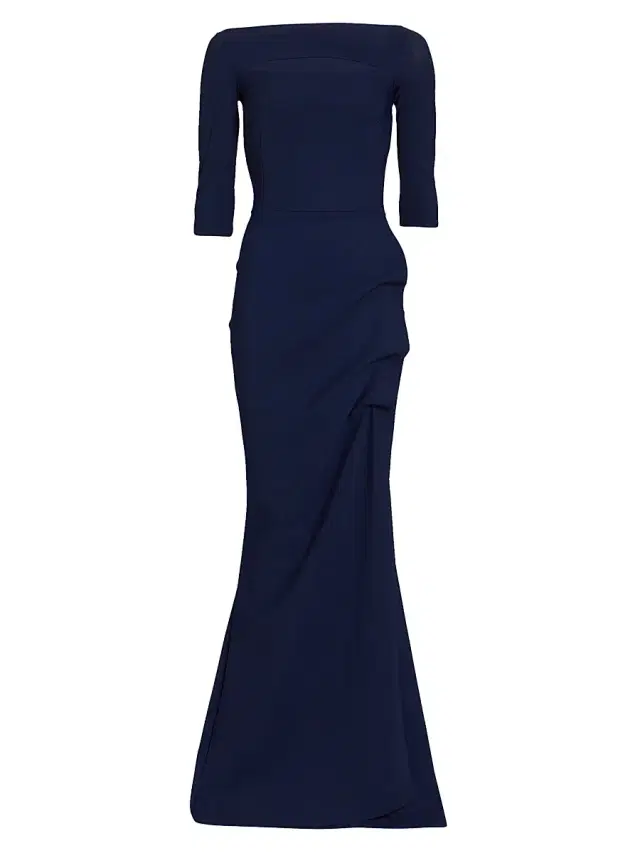 Chiara Boni La Petite Robe Women's Kate Slit-Detail Boatneck Gown - Blue Notte
