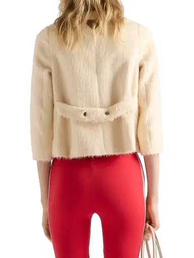 Prada Women's Double-Breasted Aspen Jacket - Beige Khaki | Thumbnail 4