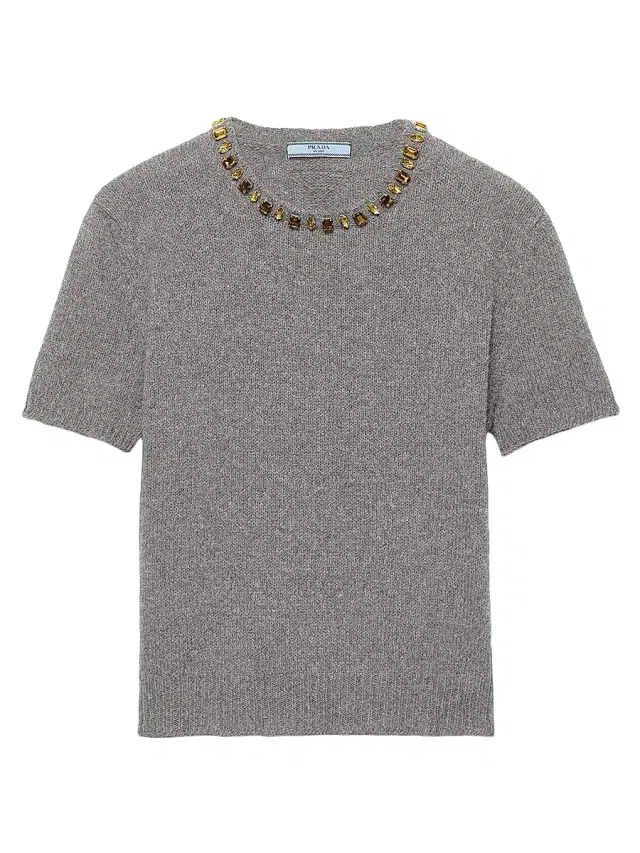 Women's Wool and Cashmere Crew-Neck Sweater - Light Grey Women's Wool and Cashmere Crew-Neck Sweater - Light Grey