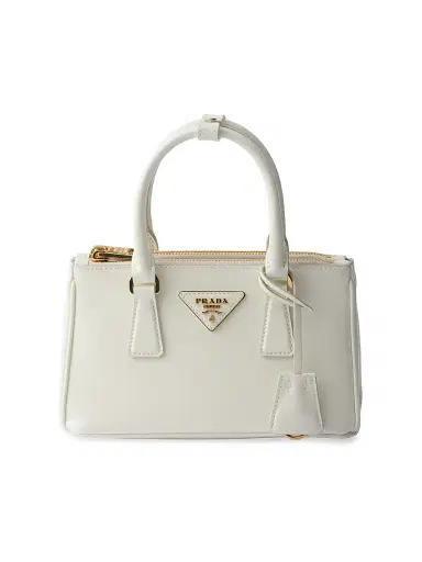 Prada Women's Galleria Patent Saffiano Leather Mini Top Handle Bag - White | Thumbnail 1