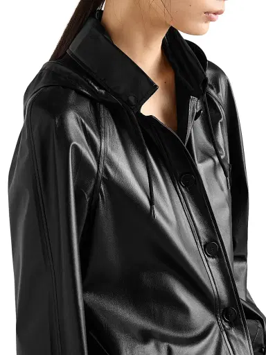 Prada Women's Hooded Nappa Leather and Fabric Caban Jacket - Black | Thumbnail 4 Prada Women's Hooded Nappa Leather and Fabric Caban Jacket - Black | Thumbnail 4
