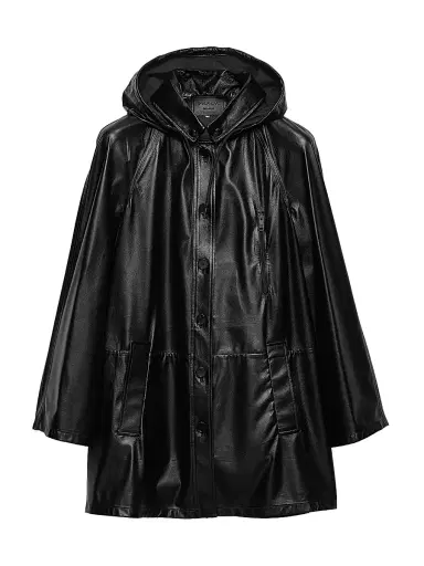 Prada Women's Hooded Nappa Leather and Fabric Caban Jacket - Black | Thumbnail 1 Prada Women's Hooded Nappa Leather and Fabric Caban Jacket - Black | Thumbnail 1