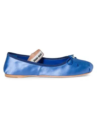 Miu Miu Women's Satin Ballerinas - Blue - Size 6 | Thumbnail 1