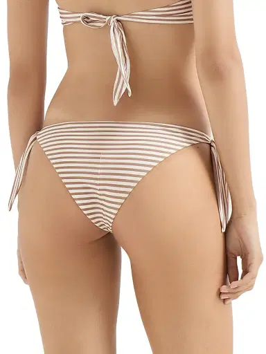 Brunello Cucinelli Women's Striped Techno Jersey Bikini Bottoms - Beige | Thumbnail 3
