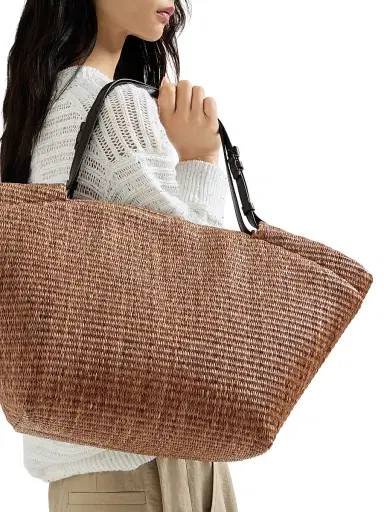Brunello Cucinelli Women's Pannier Tote Bag in Techno Cotton Raffia | Thumbnail 2 Brunello Cucinelli Women's Pannier Tote Bag in Techno Cotton Raffia | Thumbnail 2