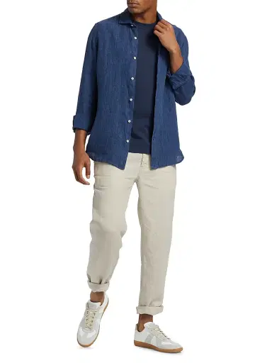MC2 Saint Barth Men's Pamplona Linen Shirt - Linen Denim Dark | Thumbnail 2 MC2 Saint Barth Men's Pamplona Linen Shirt - Linen Denim Dark | Thumbnail 2
