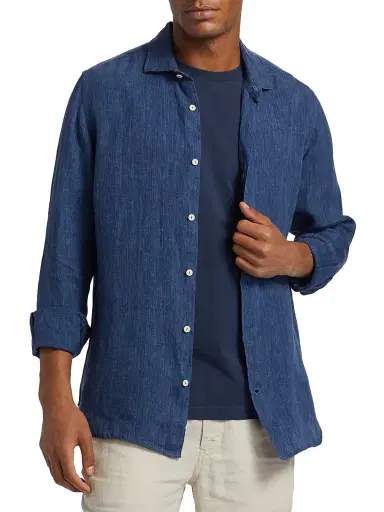 MC2 Saint Barth Men's Pamplona Linen Shirt - Linen Denim Dark | Thumbnail 3 MC2 Saint Barth Men's Pamplona Linen Shirt - Linen Denim Dark | Thumbnail 3