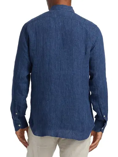 MC2 Saint Barth Men's Pamplona Linen Shirt - Linen Denim Dark | Thumbnail 5 MC2 Saint Barth Men's Pamplona Linen Shirt - Linen Denim Dark | Thumbnail 5