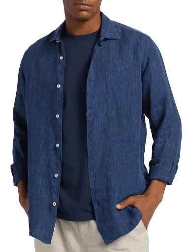 MC2 Saint Barth Men's Pamplona Linen Shirt - Linen Denim Dark | Thumbnail 6 MC2 Saint Barth Men's Pamplona Linen Shirt - Linen Denim Dark | Thumbnail 6