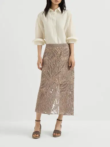 Brunello Cucinelli Women's Linen and Cotton Organza Shirt - Milk - Size XXXL | Thumbnail 6