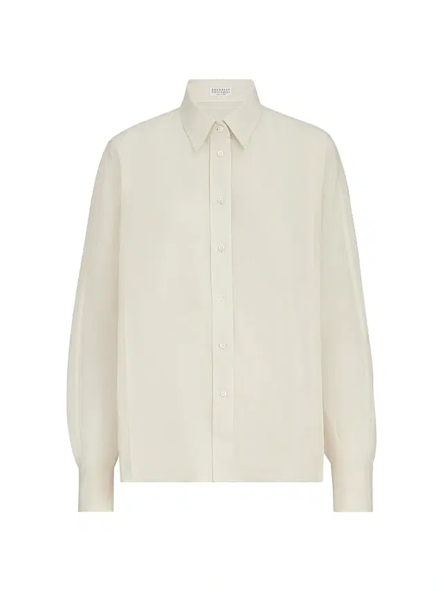 Brunello Cucinelli Women's Linen and Cotton Organza Shirt - Milk