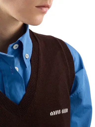 Miu Miu Women's Wool Sweater Vest - Brown - Size 0 | Thumbnail 5 Miu Miu Women's Wool Sweater Vest - Brown - Size 0 | Thumbnail 5