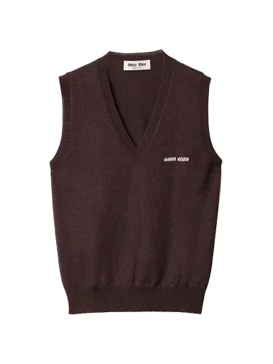 Miu Miu Women's Wool Sweater Vest - Brown - Size 0 | Thumbnail 1 Miu Miu Women's Wool Sweater Vest - Brown - Size 0 | Thumbnail 1