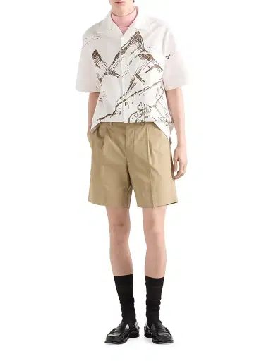 Prada Men's Cotton Bermuda Shorts - Beige Khaki | Thumbnail 6