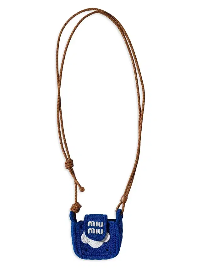 Miu Miu Women's Crochet Earbud Pouch - Blue