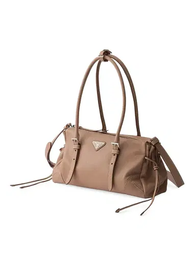 Prada Women's Medium Antiqued Leather Shoulder Bag - Light Brown | Thumbnail 2 Prada Women's Medium Antiqued Leather Shoulder Bag - Light Brown | Thumbnail 2